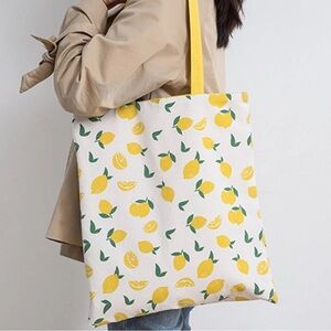Lemon Print Tote Bag - Yellow and White